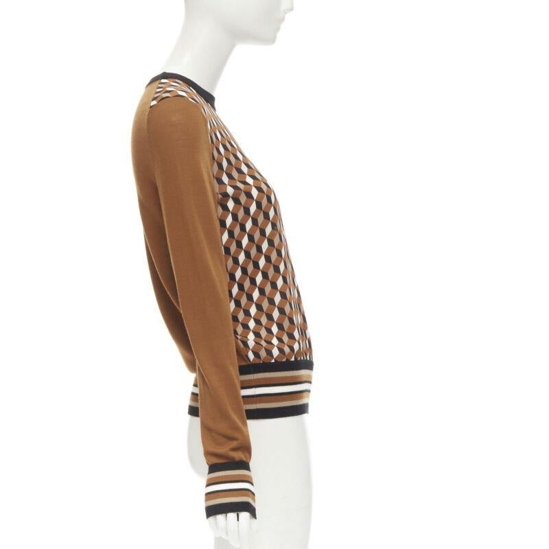 MICHAEL KORS COLLECTION Brauner Merinowolle-Würfelständer mit Würfeldruck aus Seide XS im Angebot 1