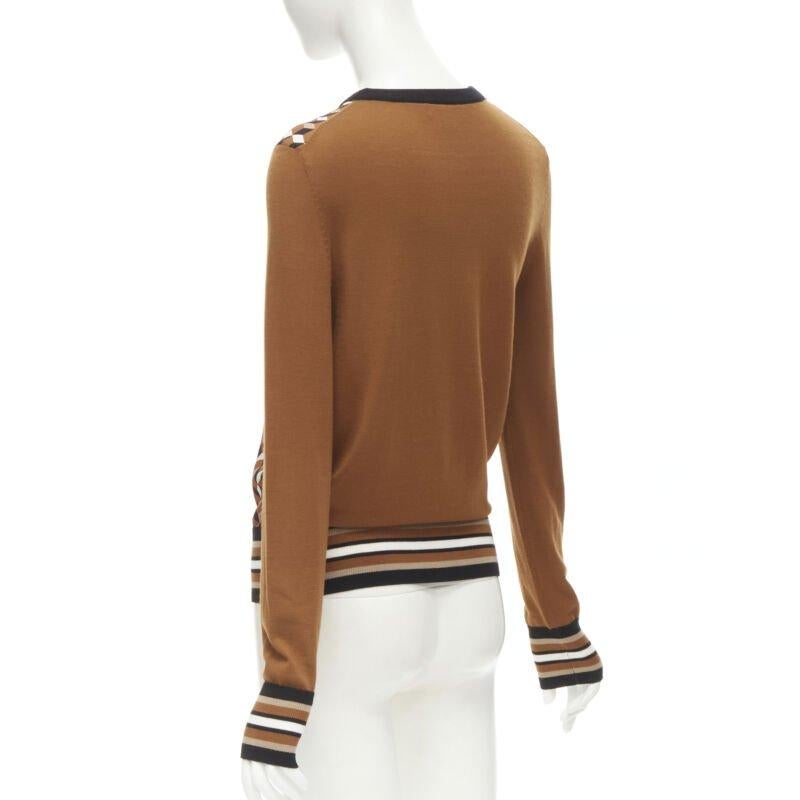 MICHAEL KORS COLLECTION Brauner Merinowolle-Würfelständer mit Würfeldruck aus Seide XS im Angebot 2