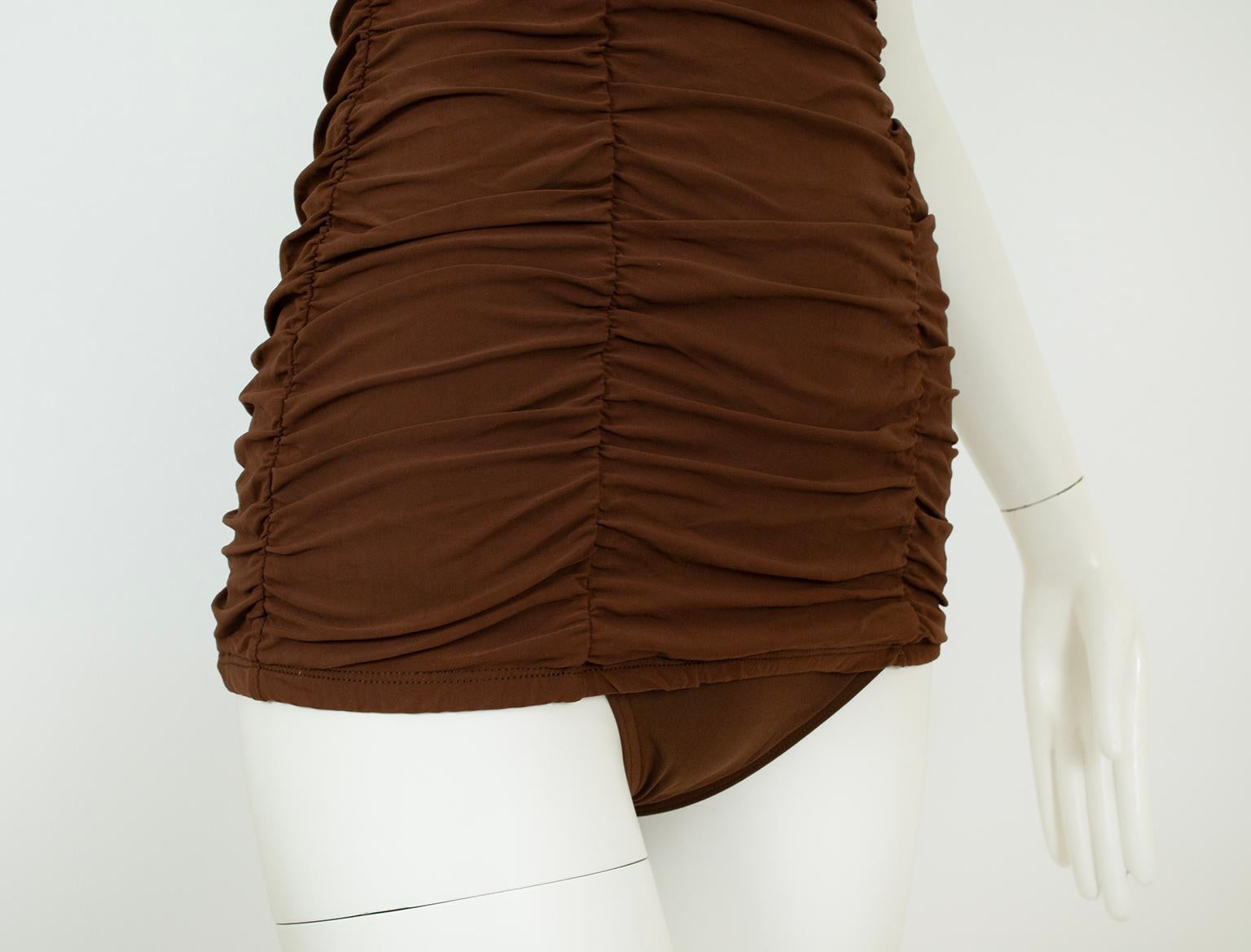 Michael Kors Collection Brown Shirred Bustier Pinup Tankini Swimsuit – XS, 2006 For Sale 1