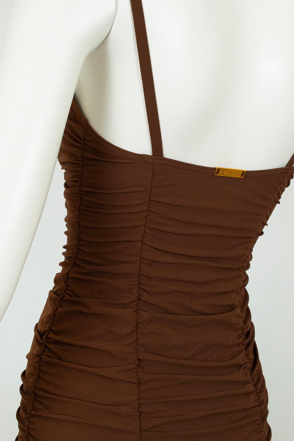 Michael Kors Collection Brown Shirred Bustier Pinup Tankini Swimsuit – XS, 2006 For Sale 4