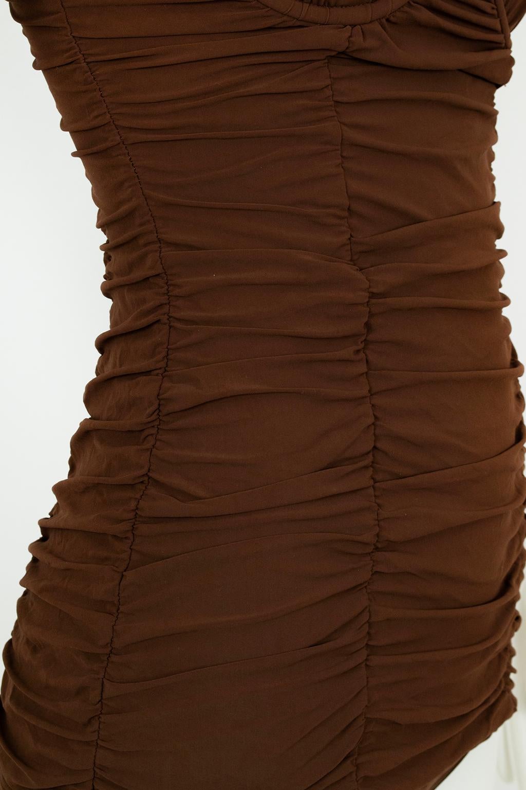 Michael Kors Collection Brown Shirred Bustier Pinup Tankini Swimsuit – XS, 2006 For Sale 5