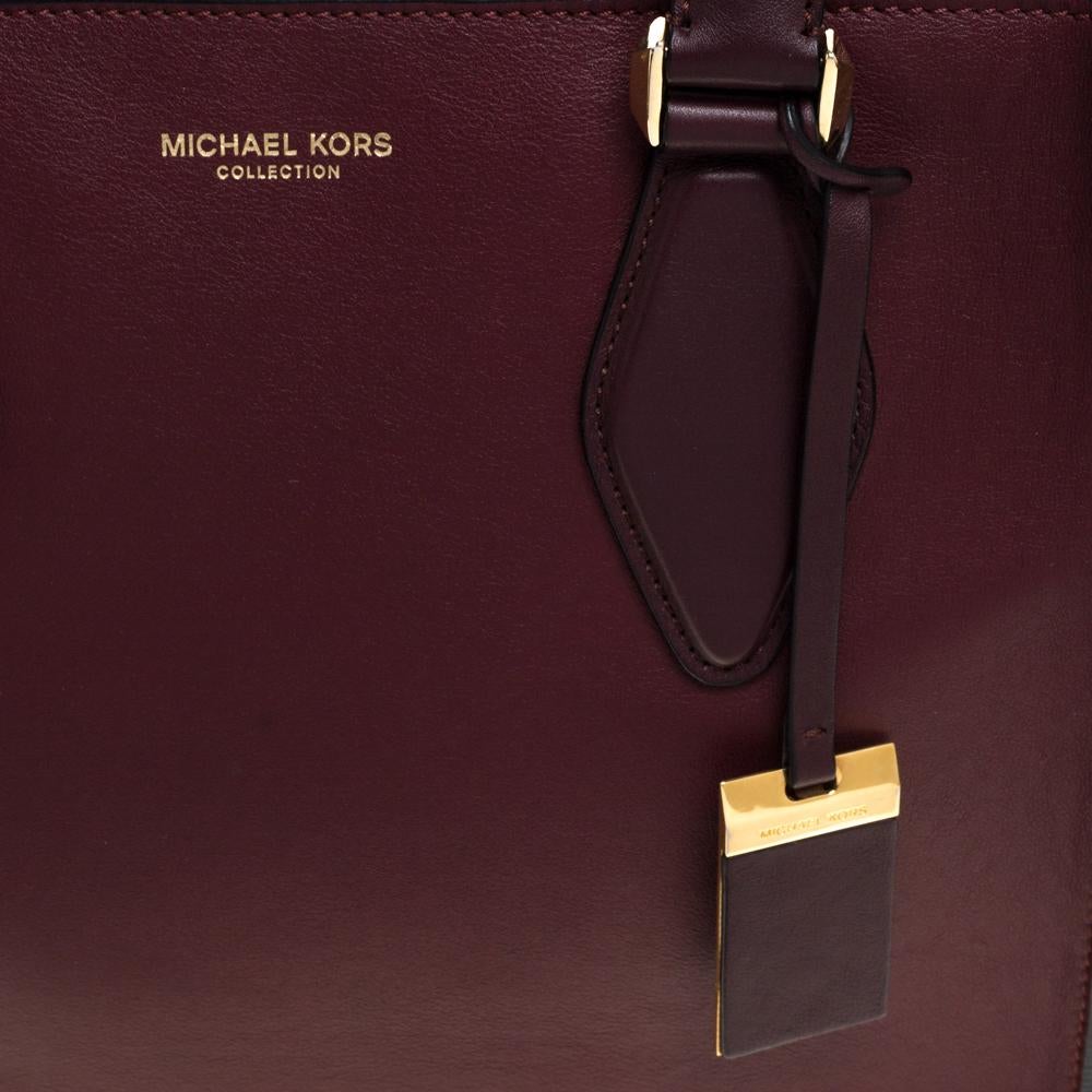 Black Michael Kors Collection Burgundy Leather Medium Gracie Tote