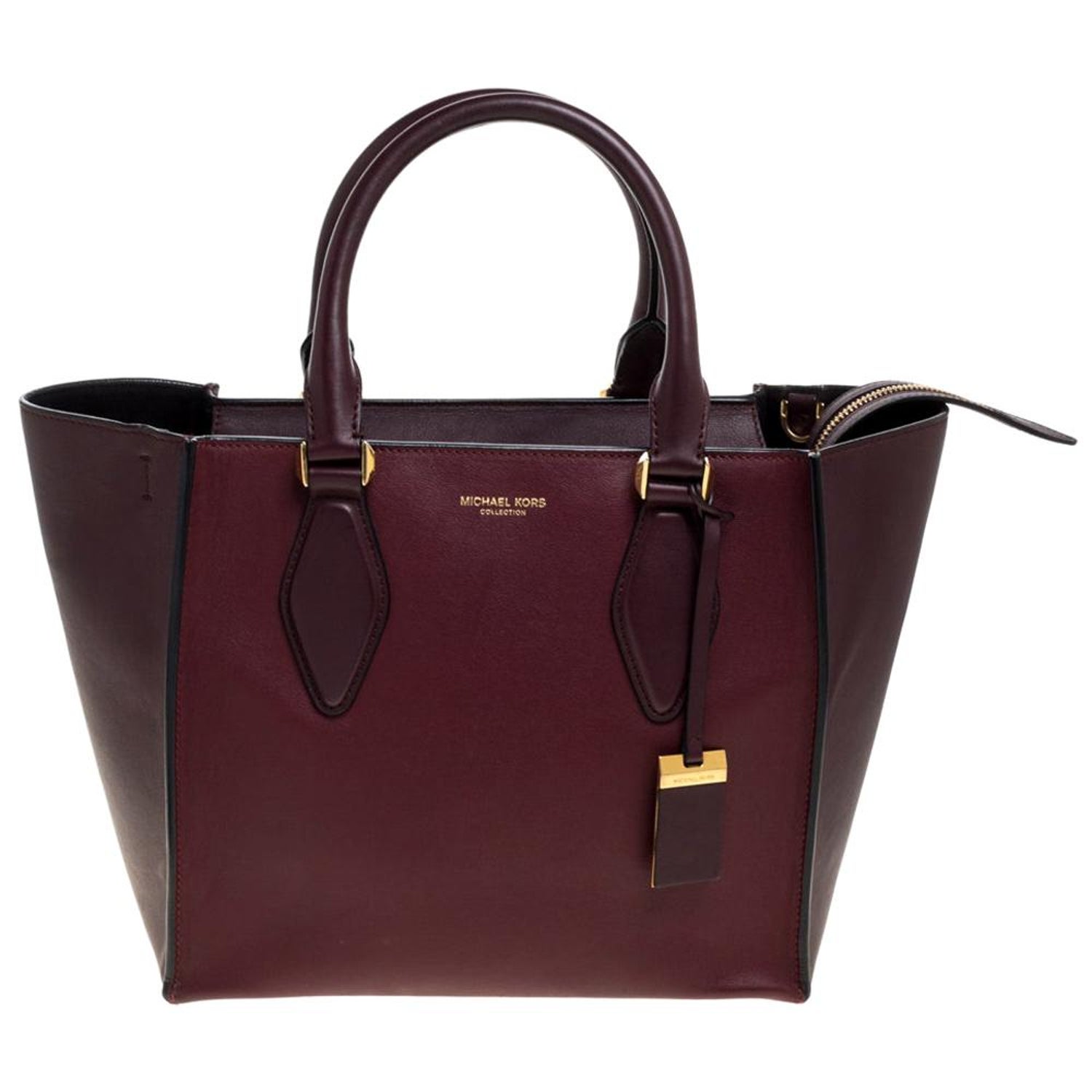 Michael Kors Collection Burgundy Leather Medium Gracie Tote at 1stDibs