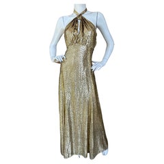 Vintage Michael Kors Collection Current Season Metallic Gold Cheetah Velvet Dress $3895