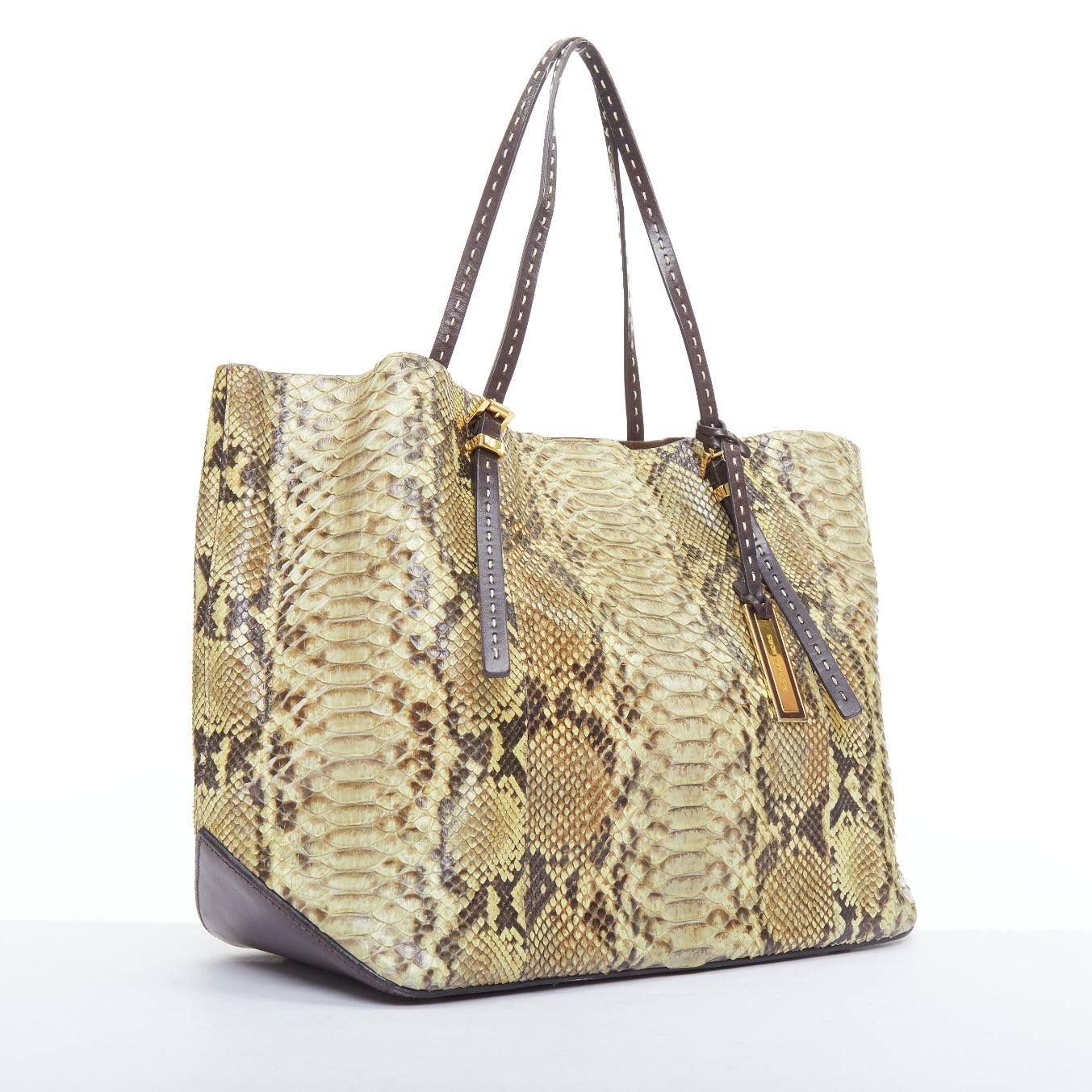 Beige MICHAEL KORS COLLECTION Gia beige natural scaled leather tote bag For Sale