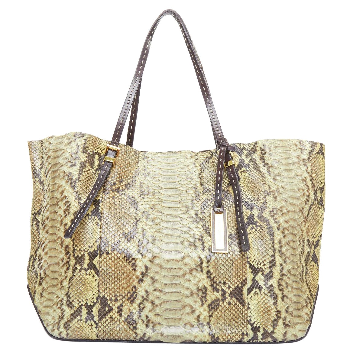 MICHAEL KORS COLLECTION Sac fourre-tout GIA en cuir naturel écaillé beige