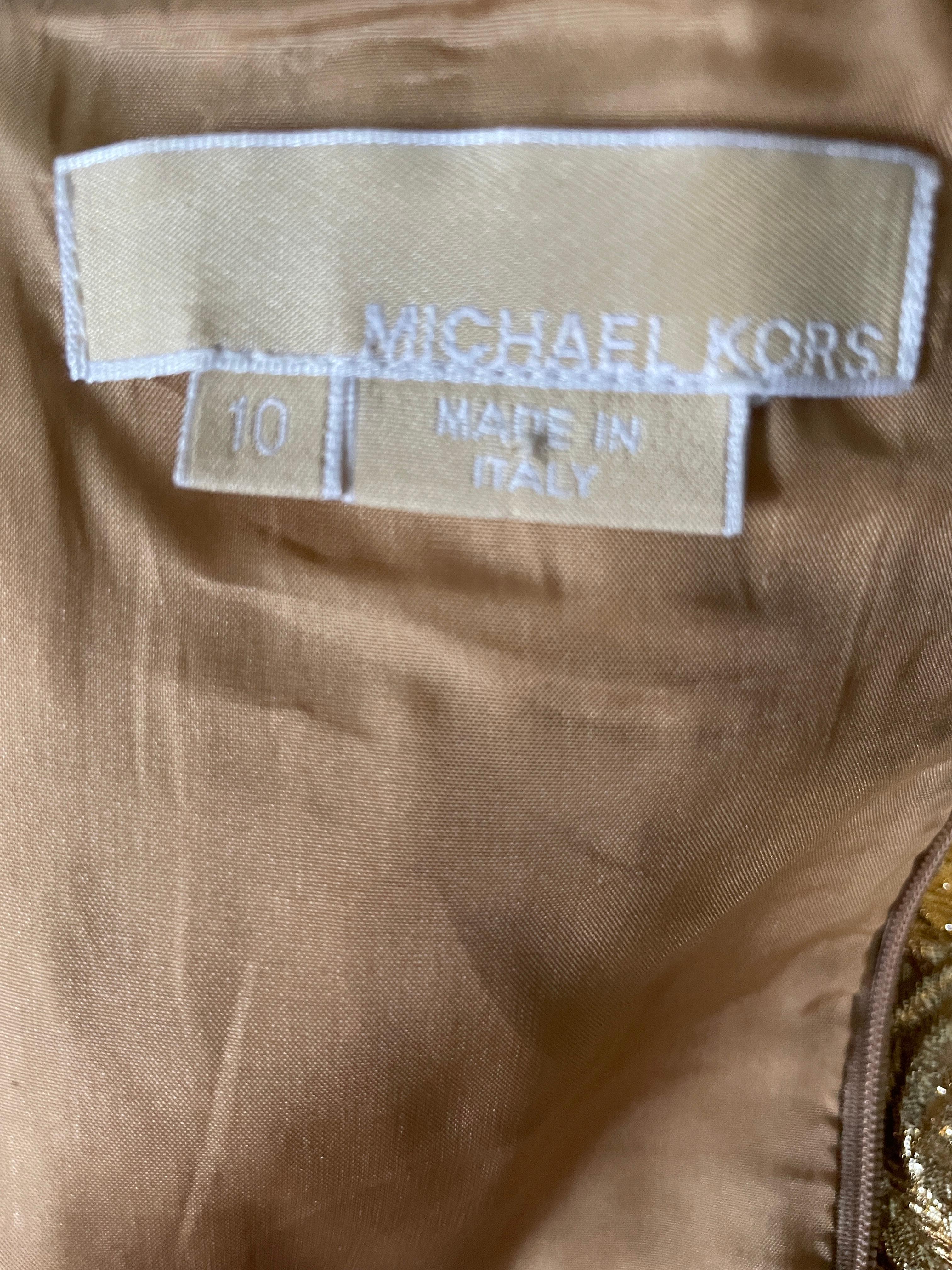 Women's Michael Kors Collection Gold Metallic Brocade Dress For Sale