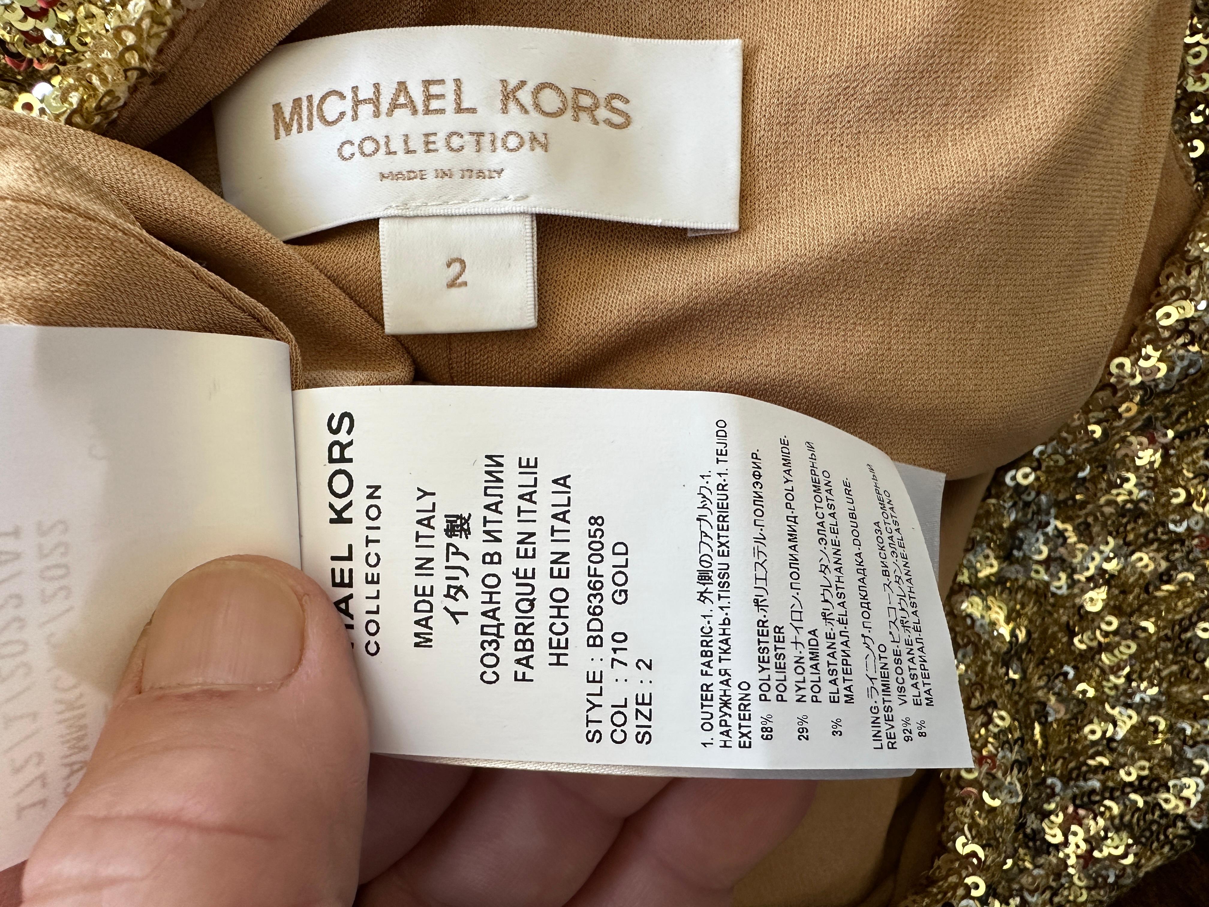 Michael Kors Collection Gold Sequin One Shoulder Mini Dress For Sale 4