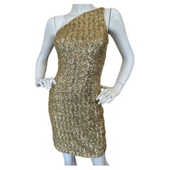 Michael Kors Collection Gold Pailletten One Shoulder Minikleid