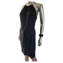 Michael Kors Collection Italien Schwarz Jersey Drapiert vorne Neckholder Kleid Größe 4