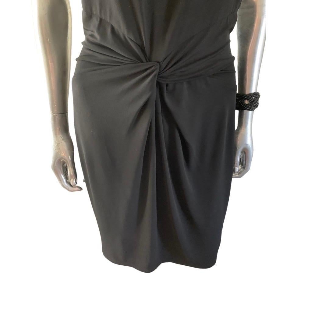 Women's Michael Kors Collection Italy Black Jersey Draped Front Halter Dress Size 4 For Sale