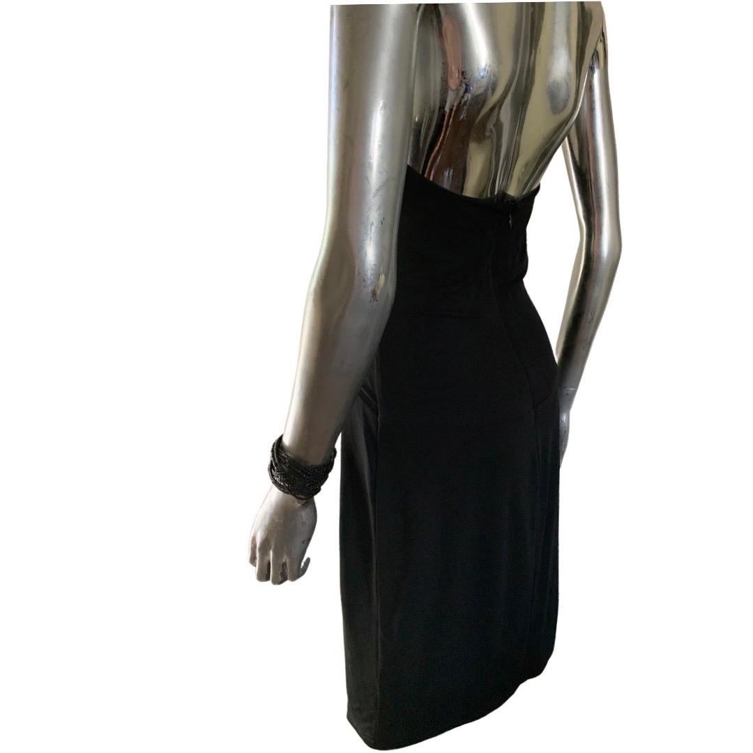 Michael Kors Collection Italy Black Jersey Draped Front Halter Dress Size 4 For Sale 1