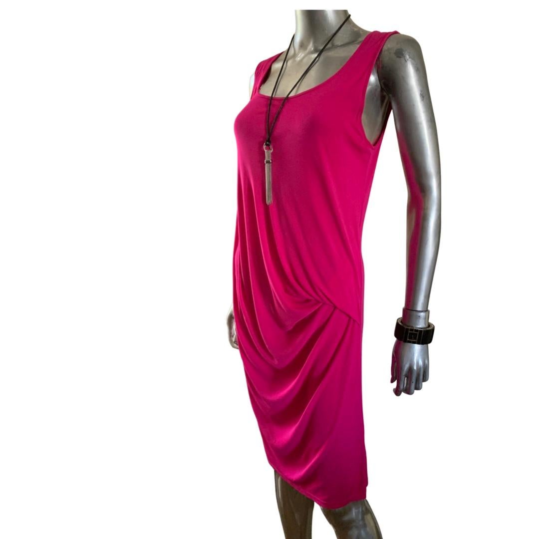 Michael Kors Collection Italy Fuchsia Pink Draped Jersey Dress  Size 2 For Sale 4