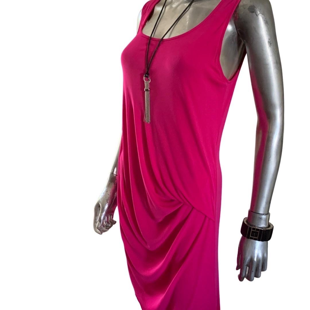Michael Kors Collection Italy Fuchsia Pink Draped Jersey Dress  Size 2 In Good Condition For Sale In Palm Springs, CA