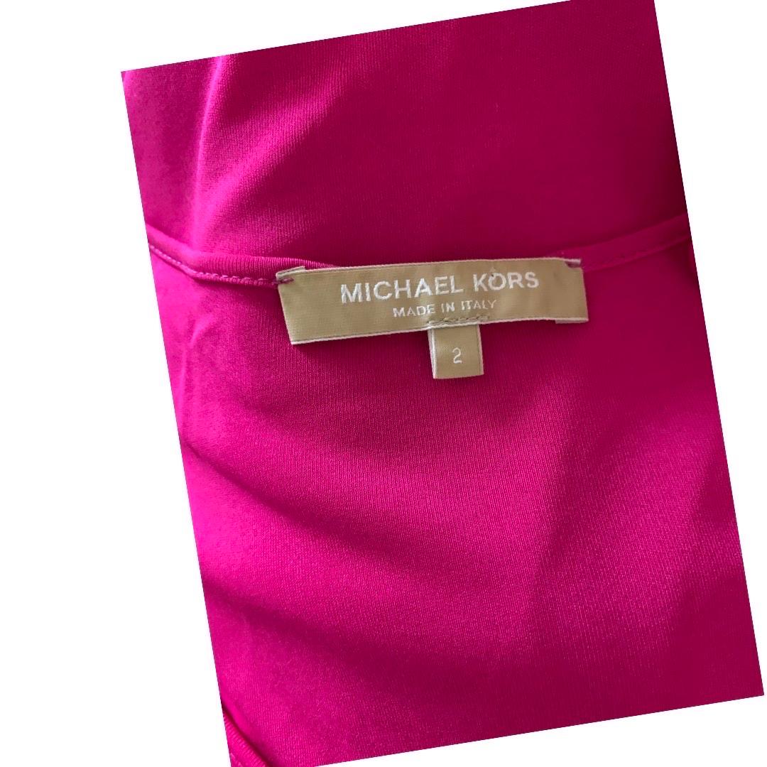 Michael Kors Collection Italy Fuchsia Pink Draped Jersey Dress  Size 2 For Sale 1