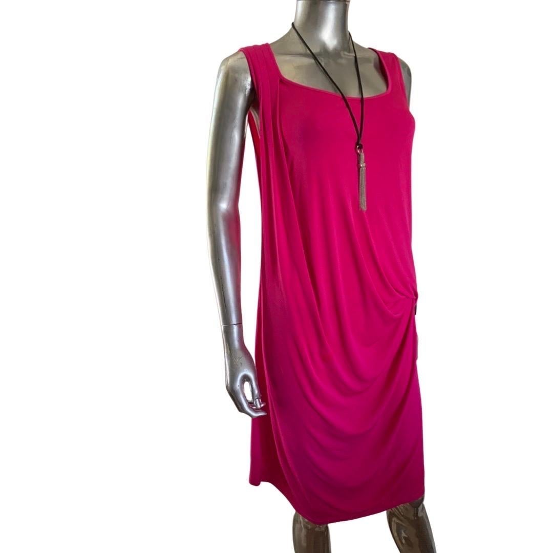 Michael Kors Collection Italy Fuchsia Pink Draped Jersey Dress  Size 2 For Sale 3