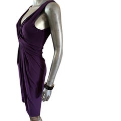 Michael Kors Collection, Italy Purple Jersey Halter Draped Dress Size 4