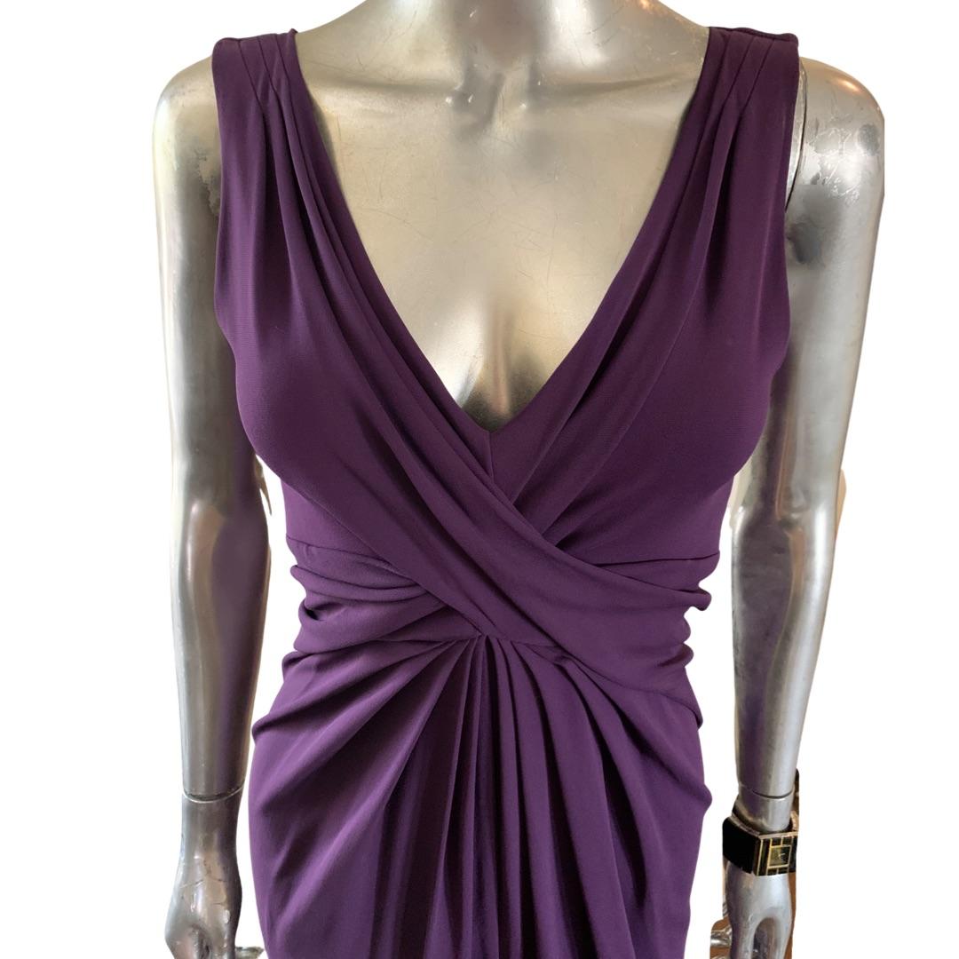 Michael Kors Collection, Italia Vestido drapeado halter de punto morado Talla 4 Negro en venta