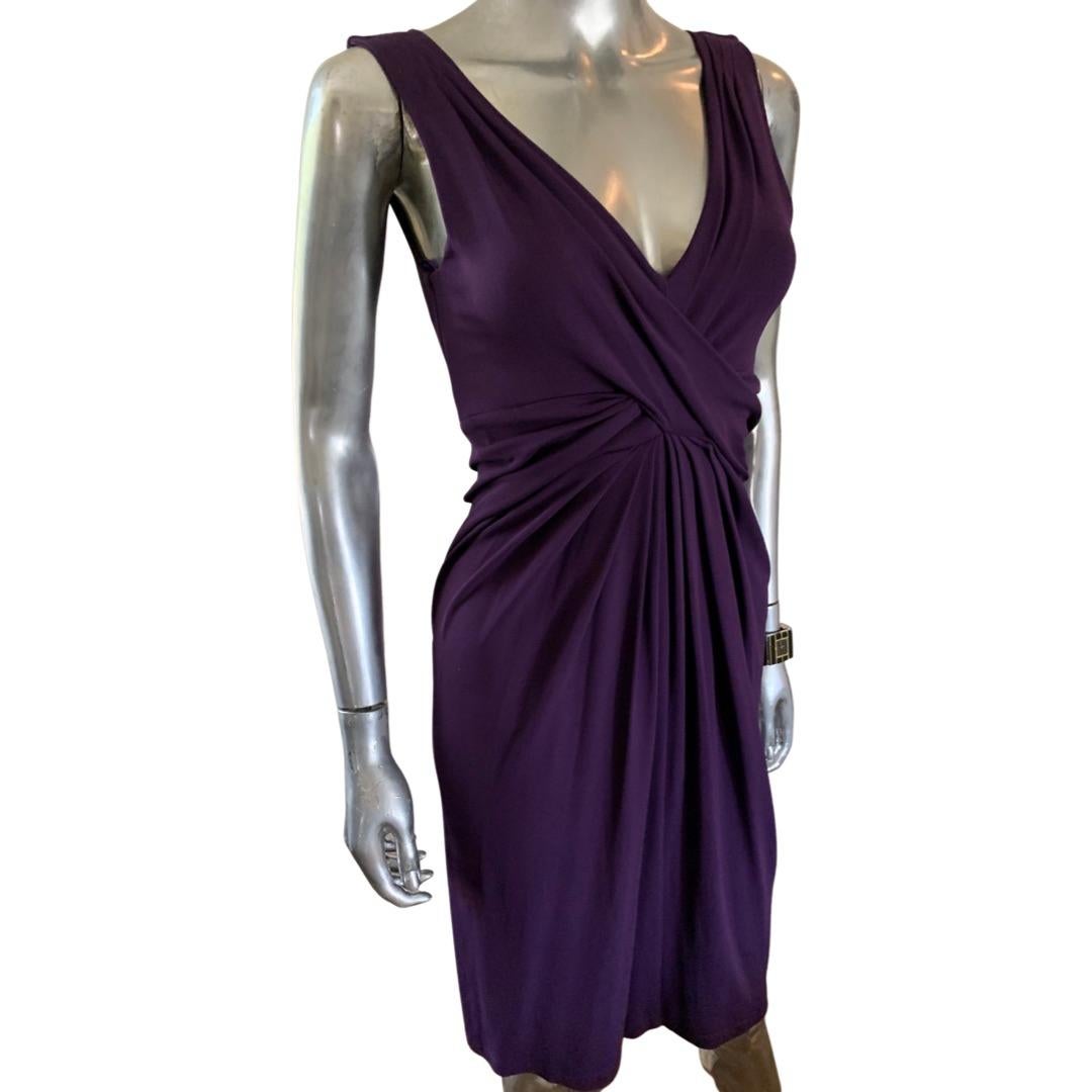 Women's Michael Kors Collection, Italy Purple Jersey Halter Draped Dress Size 4 For Sale