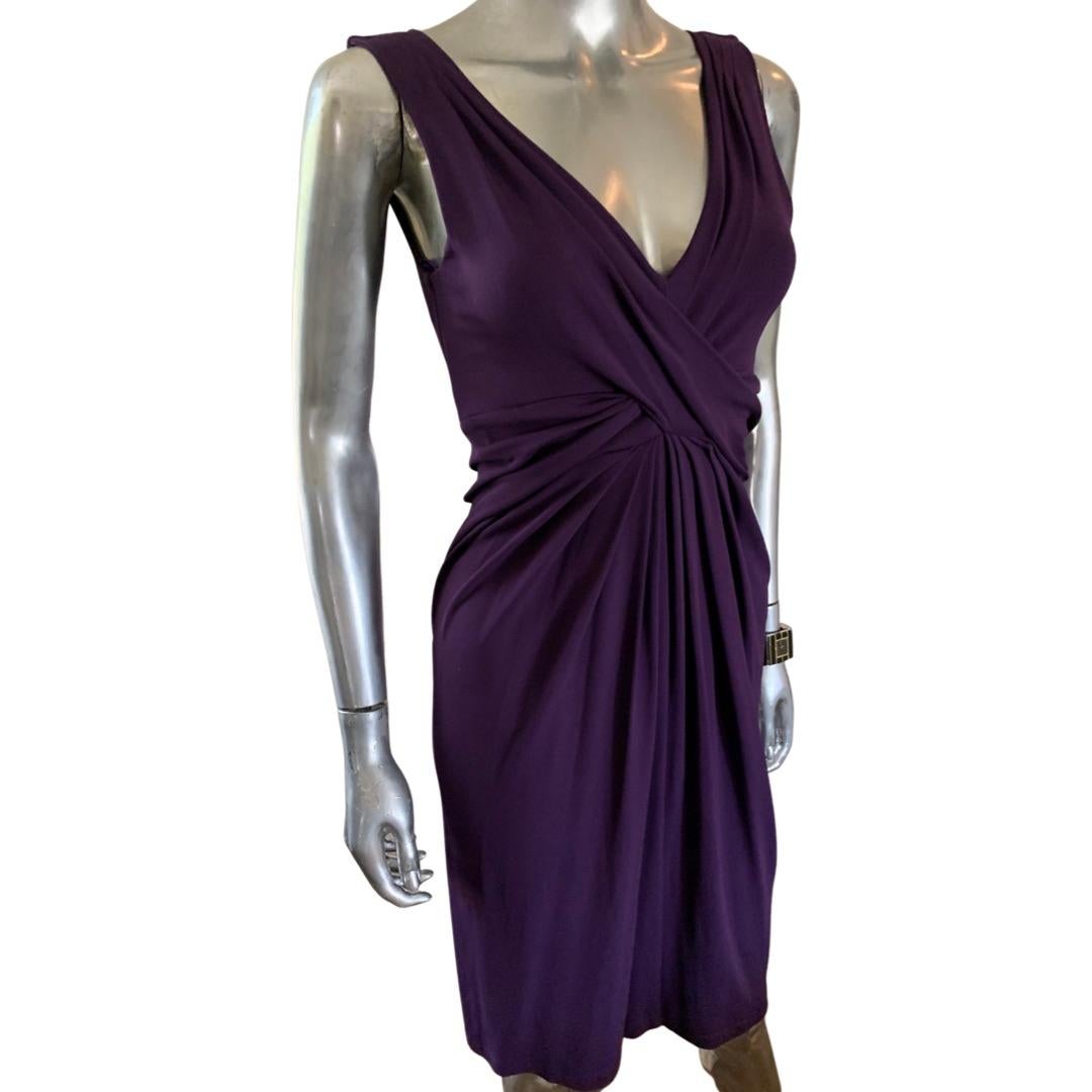 Michael Kors Collection, Italia Vestido drapeado halter de punto morado Talla 4 en venta 1