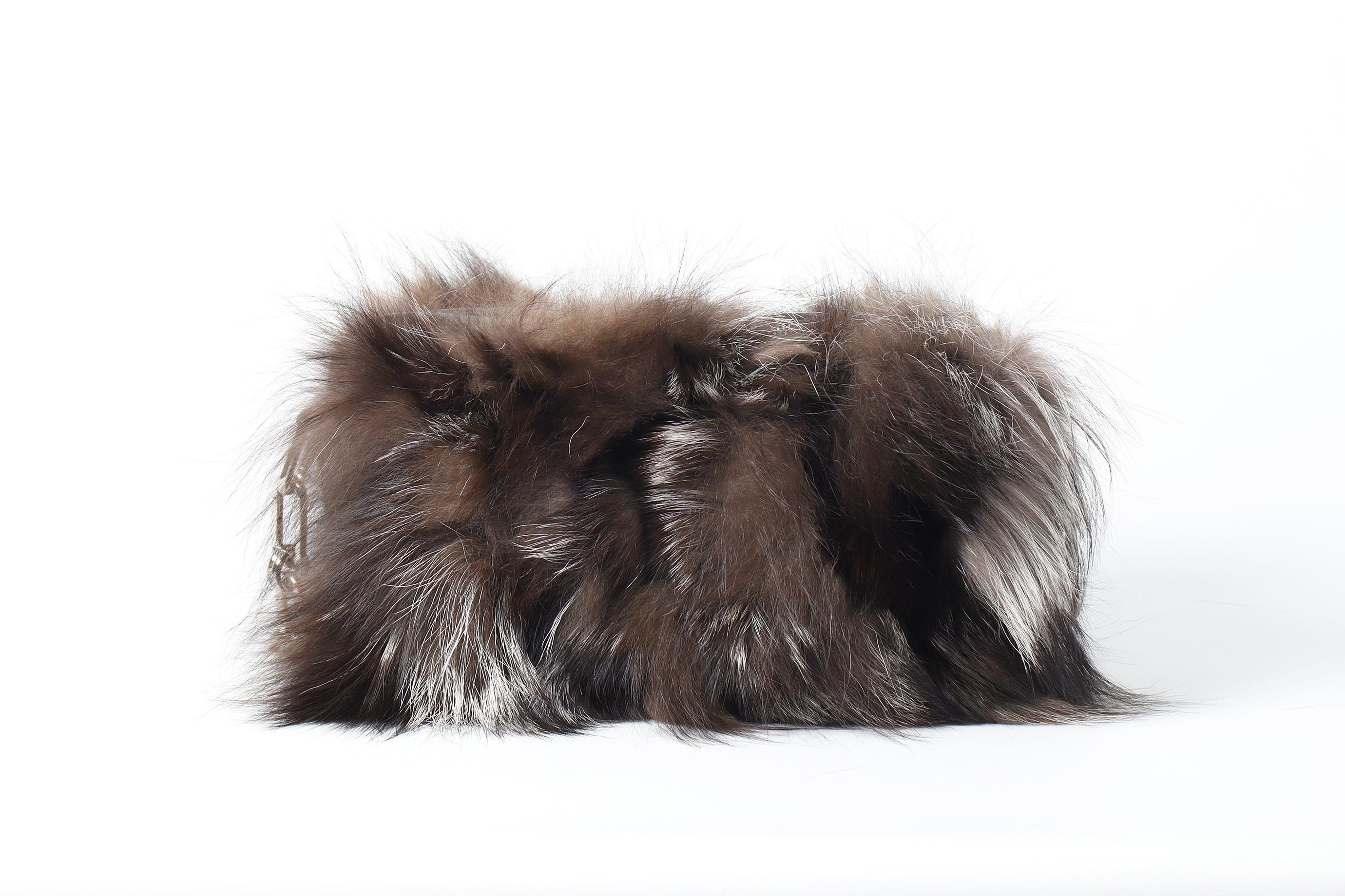 Michael Kors Collection Julie Lg Camera Fox Fur And Leather Shoulder Bag For Sale 1