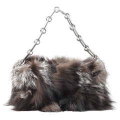 Used Michael Kors Collection Julie Lg Camera Fox Fur And Leather Shoulder Bag