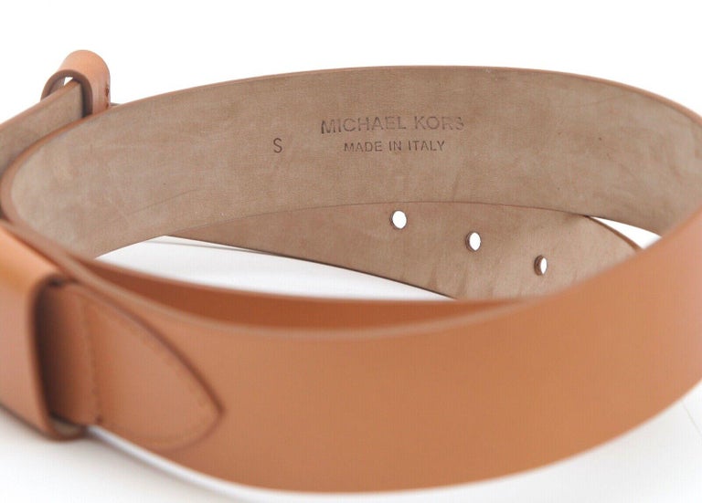 MICHAEL KORS COLLECTION Leather Belt Tan Medium Width Silver  display picture 2