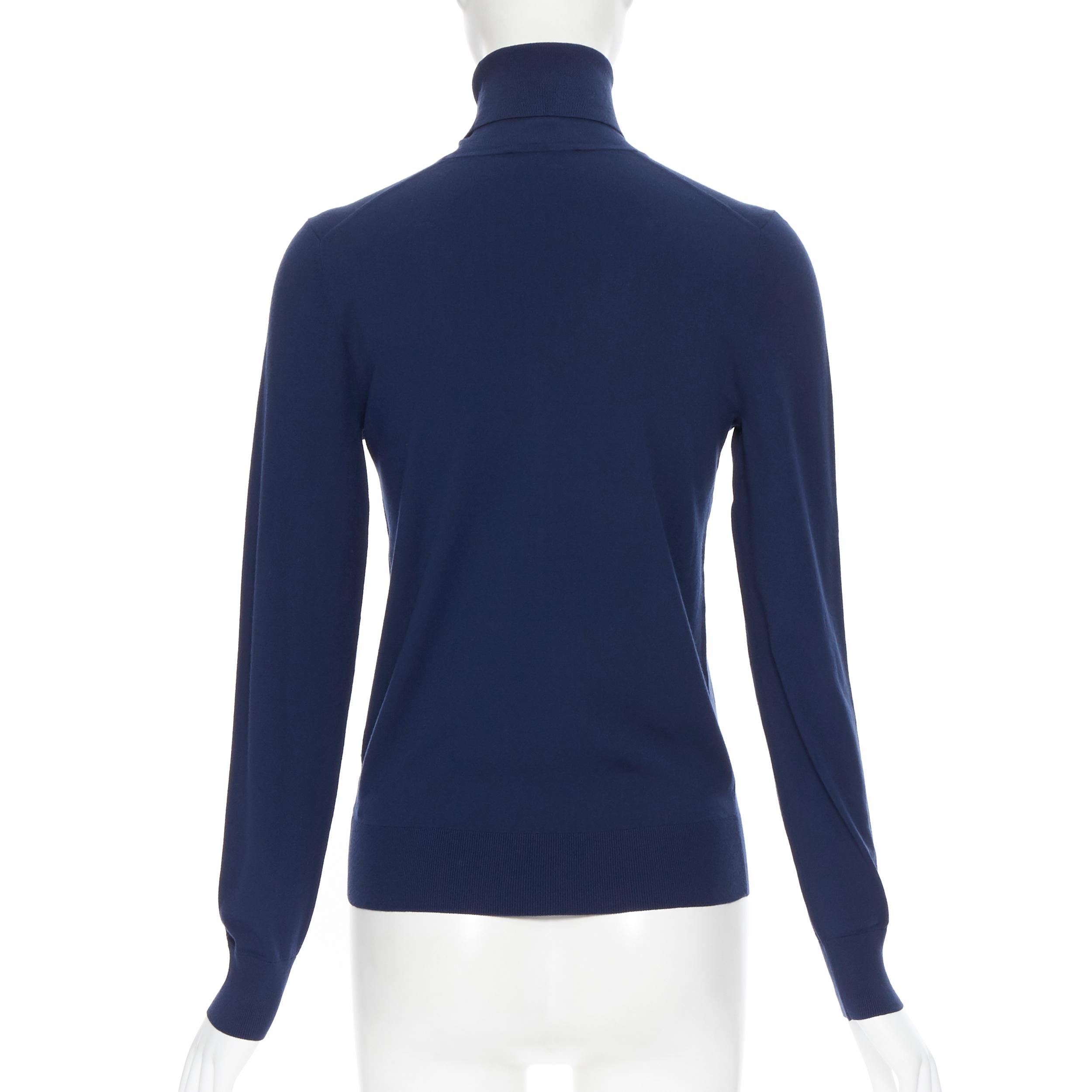 Blue MICHAEL KORS COLLECTION navy blue minimalist short fit turtleneck sweater top XS