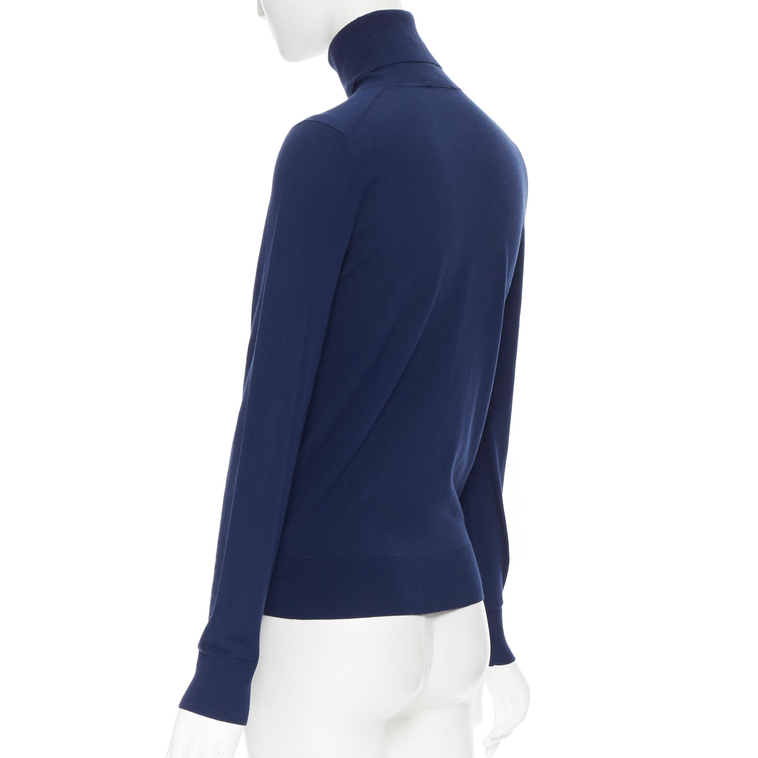 MICHAEL KORS COLLECTION navy blue minimalist short fit turtleneck sweater top XS In Excellent Condition In Hong Kong, NT