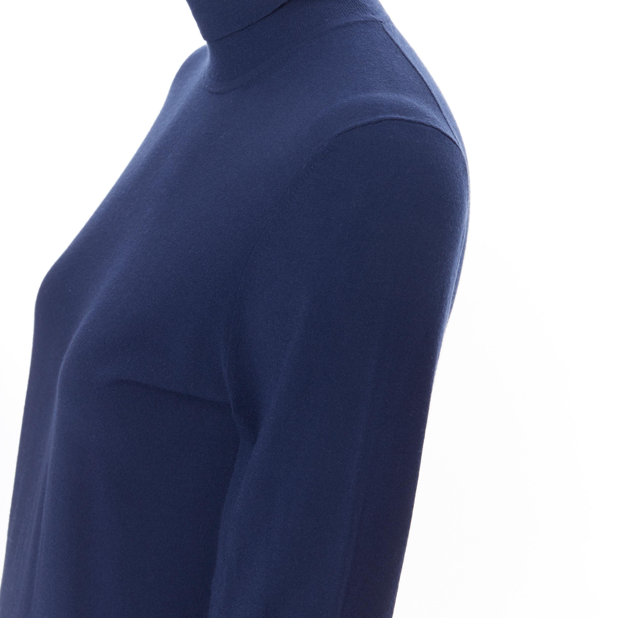 Women's MICHAEL KORS COLLECTION navy blue minimalist short fit turtleneck sweater top XS