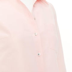 MICHAEL KORS Collection – pastellfarbenes Freizeithemd aus Seiden-Baumwollmischung mit Kristallverzierung, Knopfleiste, US-Größe 0, XS