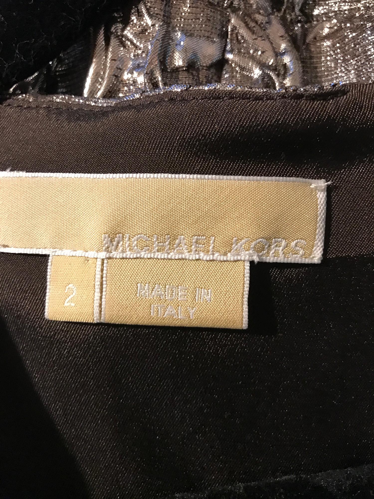 Michael Kors Collection Platinum Metallic Silk Cloque Sheath Dress  4