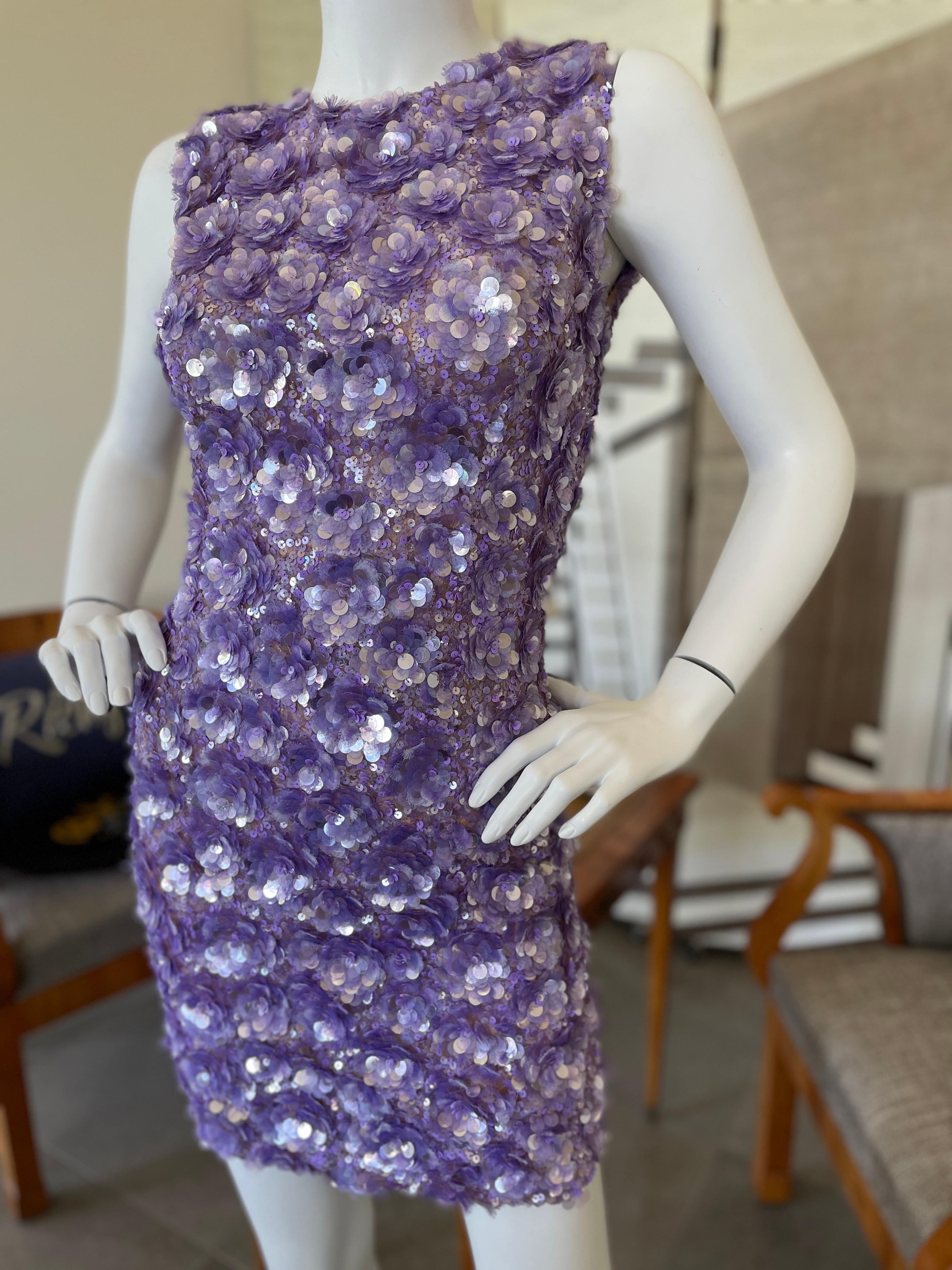 Michael Kors Collection Purple Sequin Strapless Cocktail Dress In Excellent Condition For Sale In Cloverdale, CA