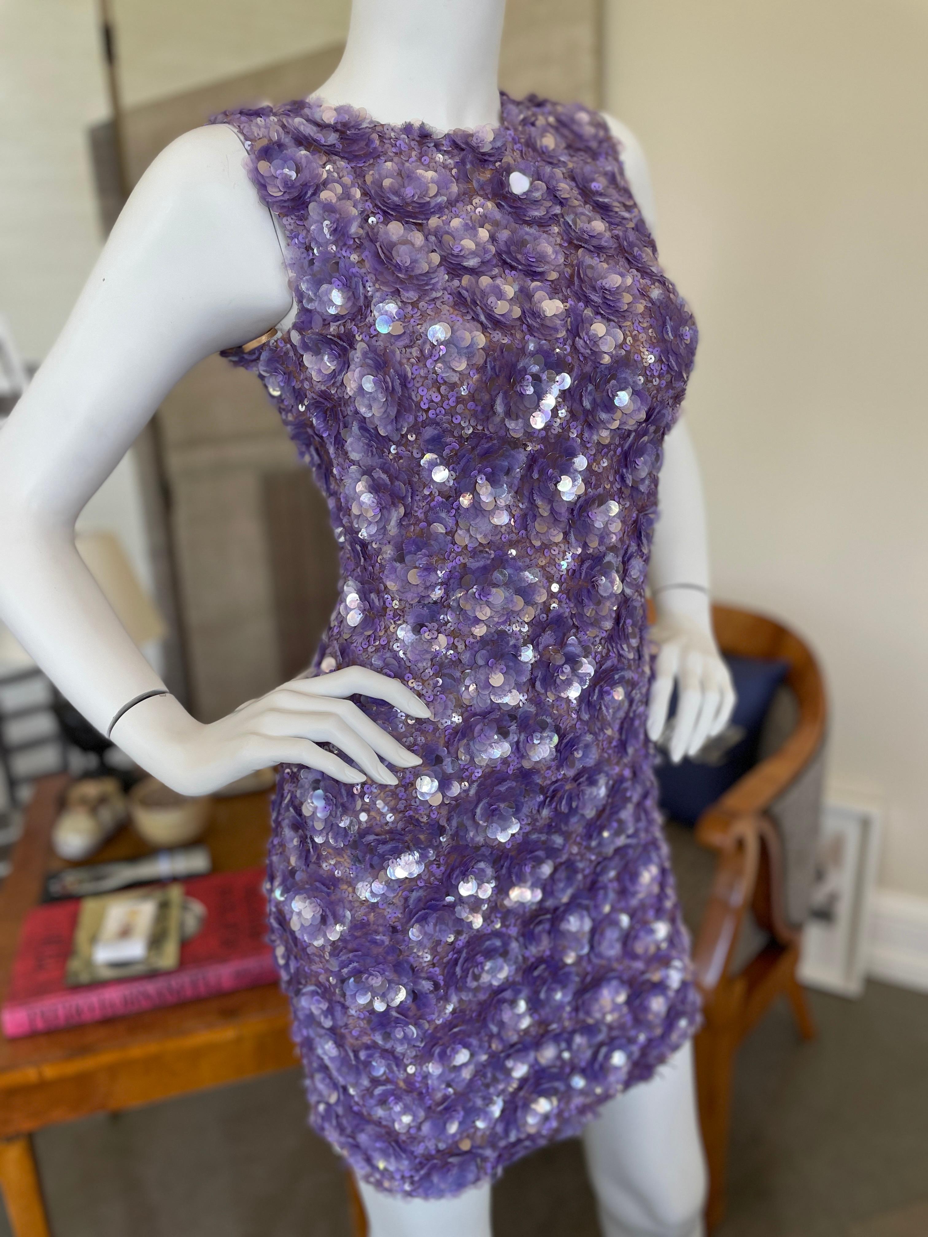 Women's Michael Kors Collection Purple Sequin Strapless Cocktail Dress For Sale