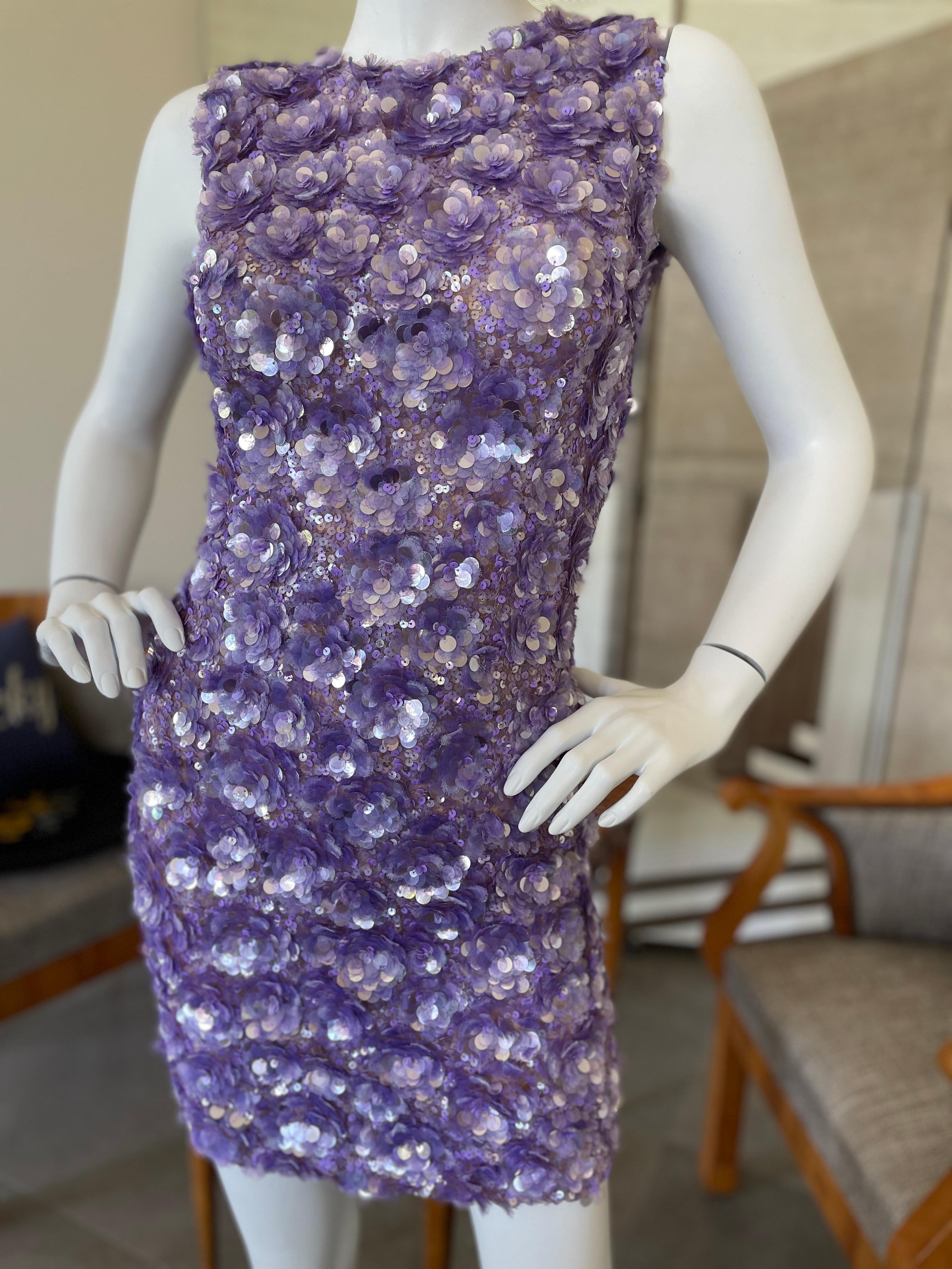 Michael Kors Collection Purple Sequin Strapless Cocktail Dress For Sale 1