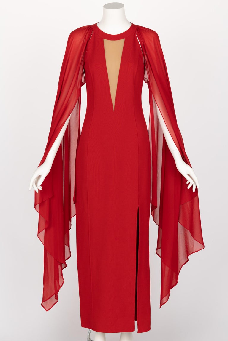 Michael Kors Collection Red Angel Sleeve Dress For Sale at 1stDibs
