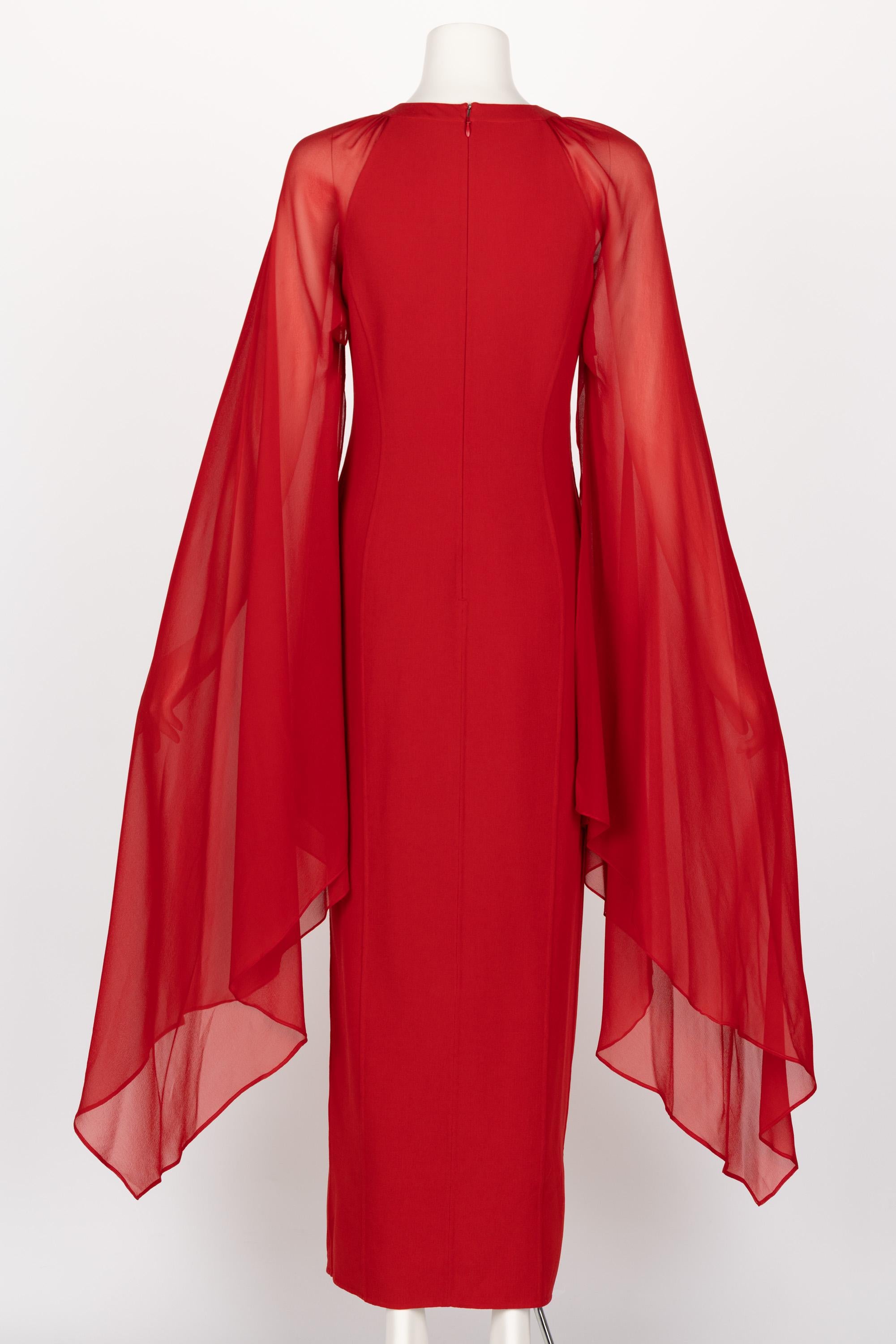 Michael Kors Collection Red Angel Sleeve Dress In Excellent Condition For Sale In Boca Raton, FL