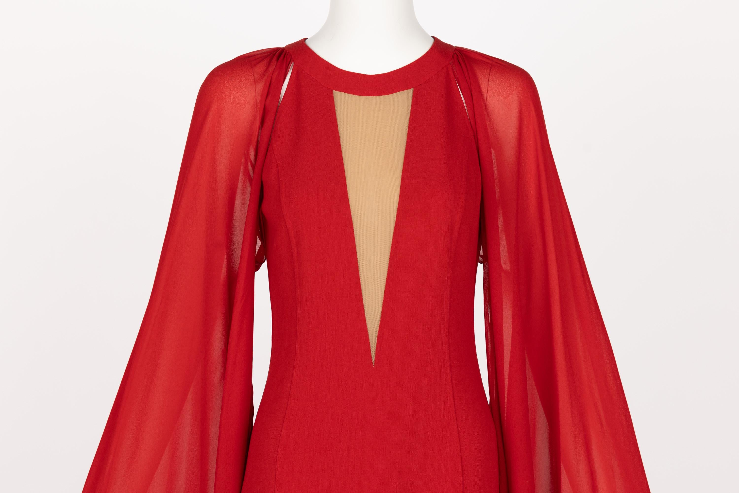 Women's Michael Kors Collection Red Angel Sleeve Dress For Sale