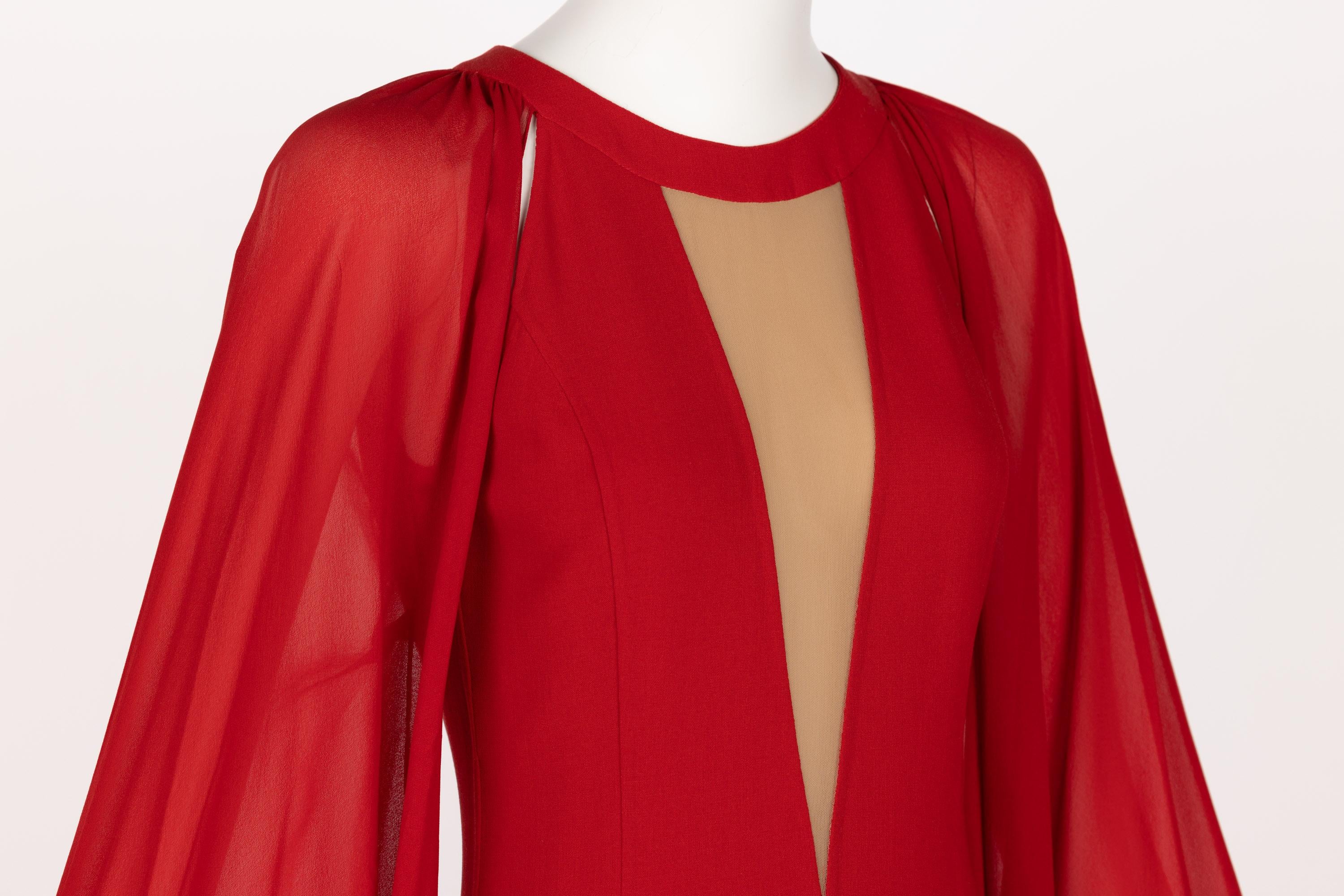 Michael Kors Collection Red Angel Sleeve Dress For Sale 1