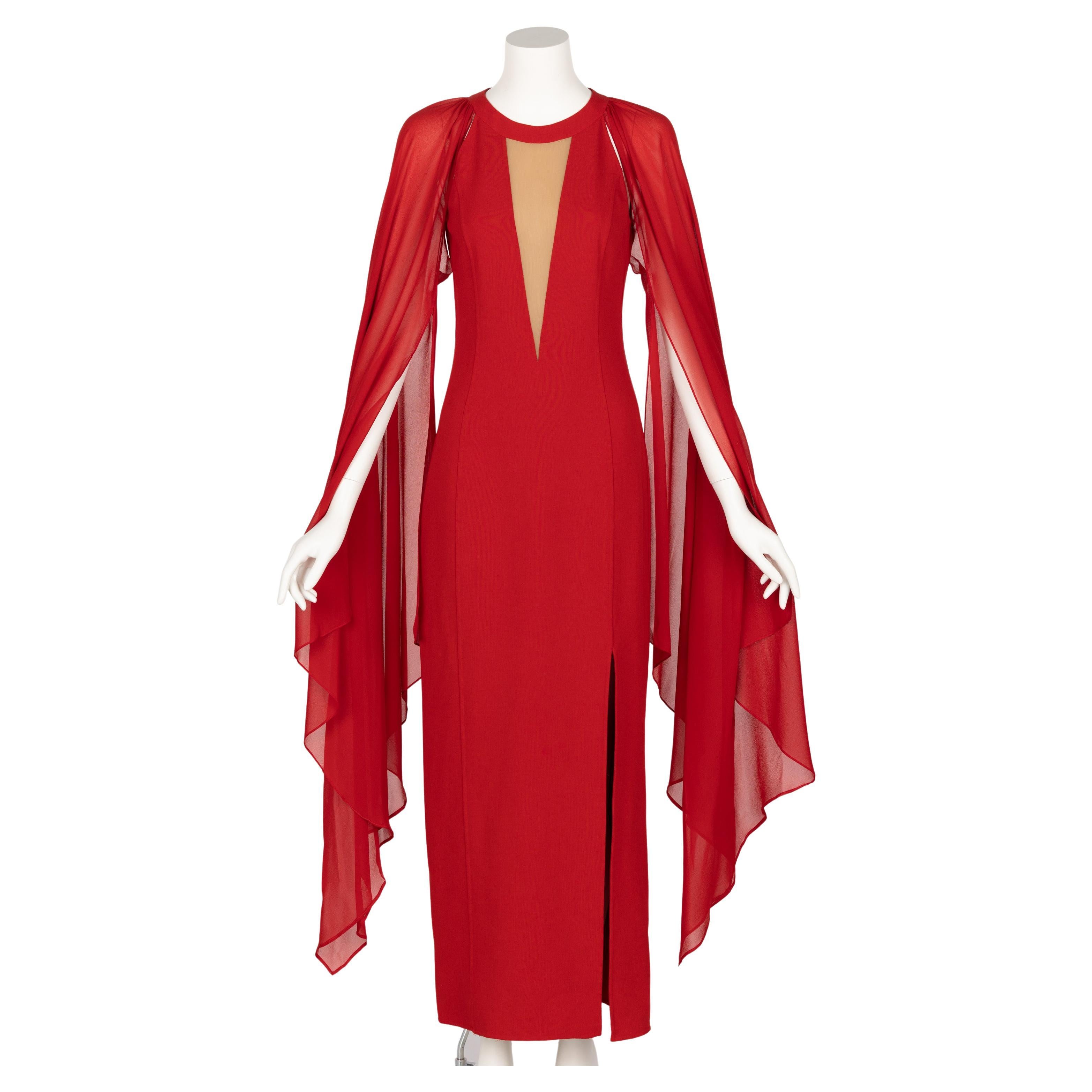 Michael Kors Collection Red Angel Sleeve Dress For Sale
