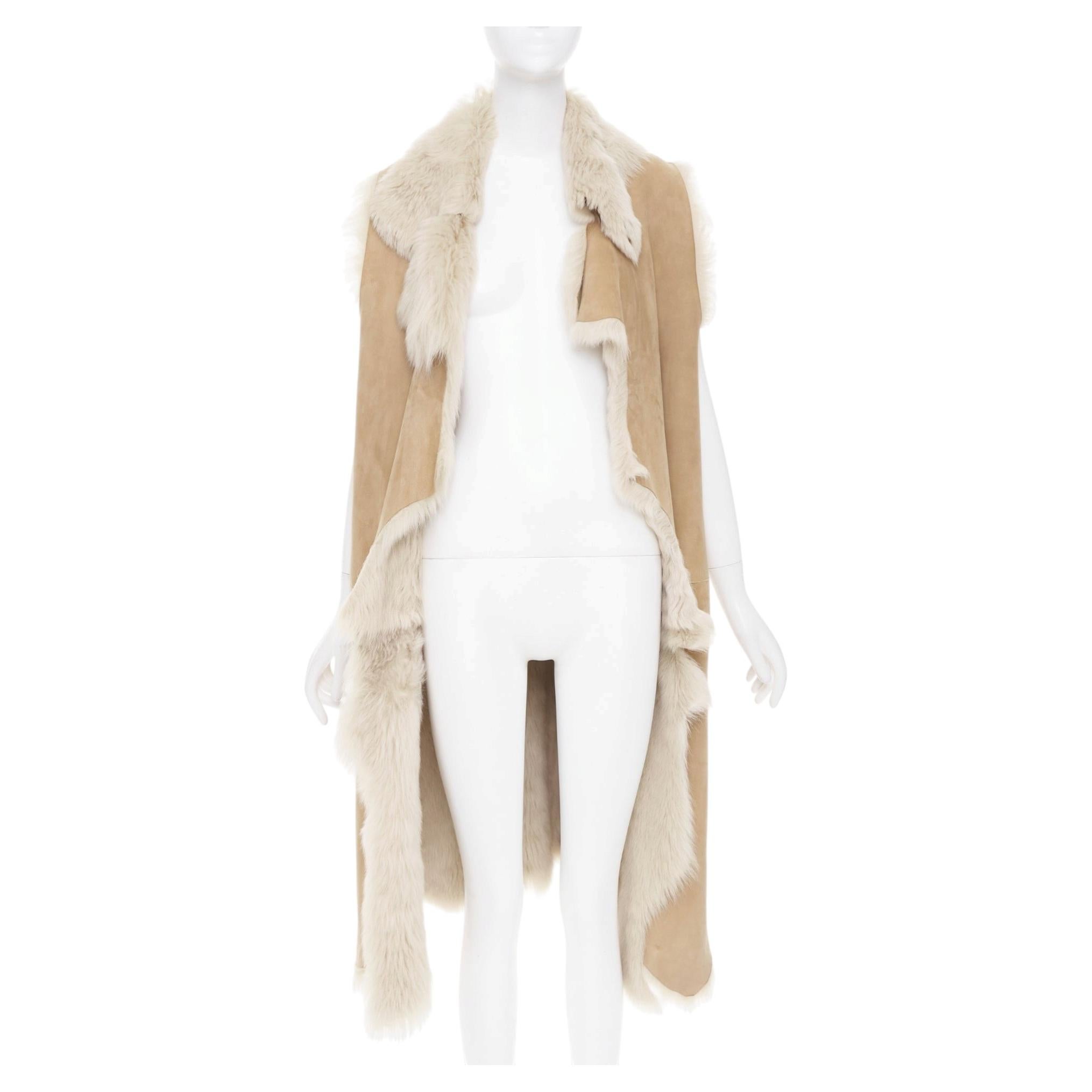 Pre-owned Michael Kors Collection Runway Brown Fur Lined Suede Leather Vest Coat