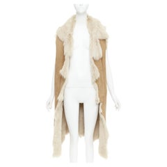 MICHAEL KORS COLLECTION Runway brown fur lined suede leather vest coat