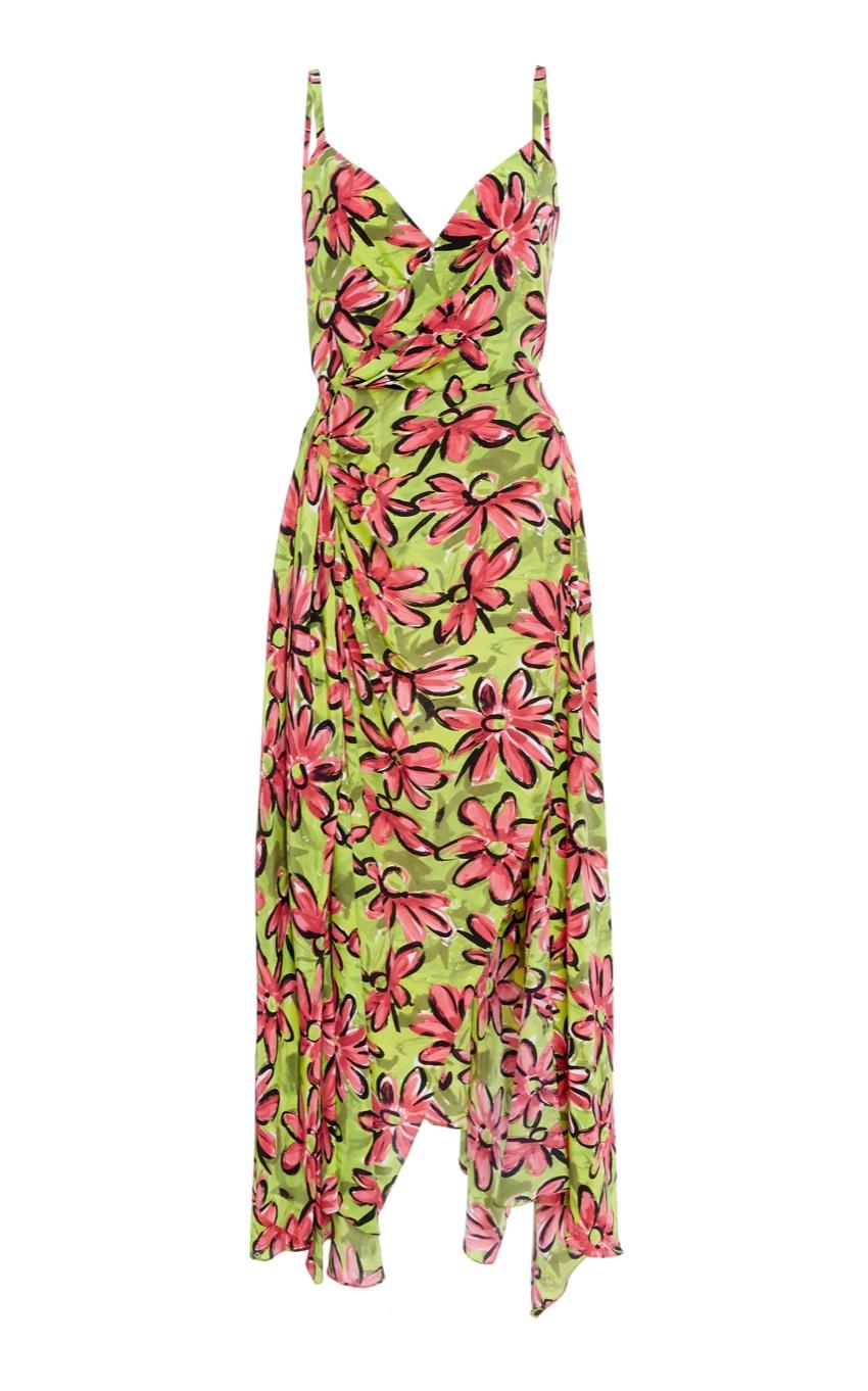 Michael Kors Collection Runway Pink & Green Silk Floral Dress - Size US 8 2