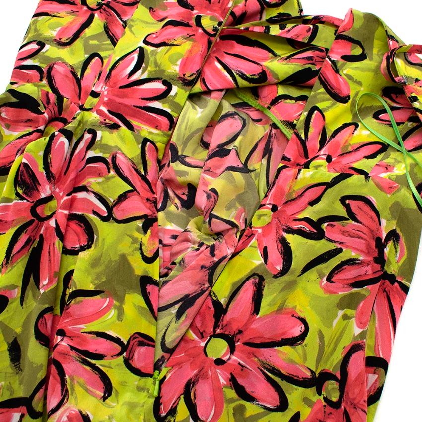 Michael Kors Collection Runway Pink & Green Silk Floral Dress - Size US 8 In Excellent Condition In London, GB