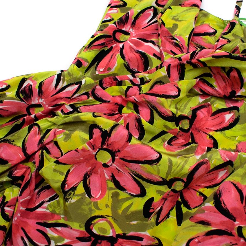 Women's Michael Kors Collection Runway Pink & Green Silk Floral Dress - Size US 8
