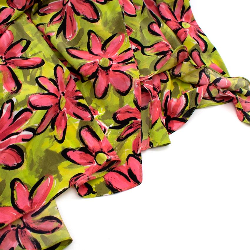 Michael Kors Collection Runway Pink & Green Silk Floral Dress - Size US 8 1
