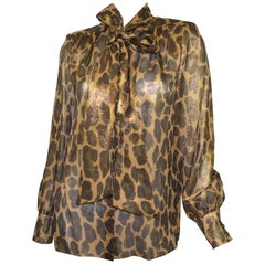 Michael Kors Collection Silk Leopard Print Blouse