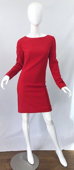 Michael Kors Collection Size 10 Early 2000s Lipstick Red Long Sleeve Dress
