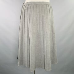 MICHAEL KORS COLLECTION Size 12 Grey Wool Blend Pleated Skirt