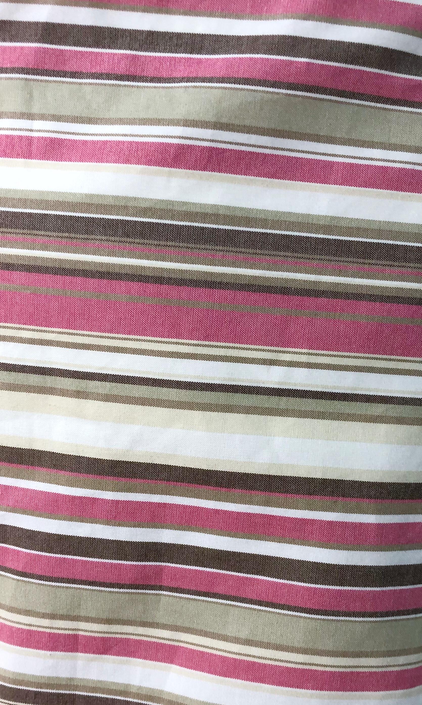 Michael Kors Collection Size 12 Pink + Brown + Tan 2000s Cotton Striped Skirt In Excellent Condition For Sale In San Diego, CA